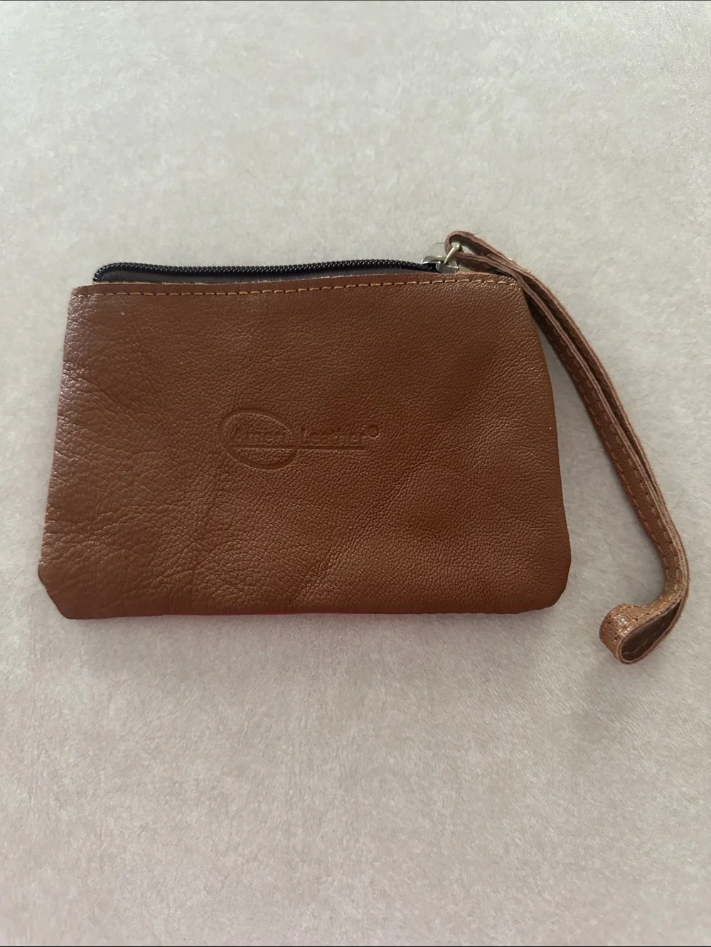 Colorblock Leather Wristlet Clutch in Red, Brown, and Tan
